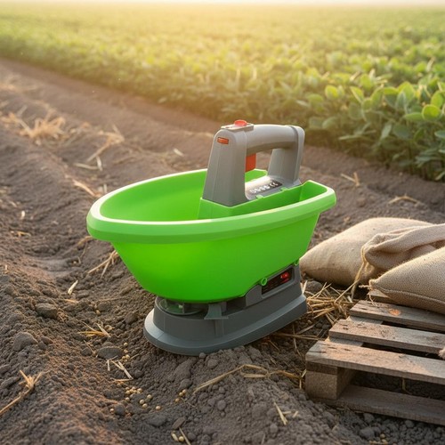Battery powered grass spreader - powered,